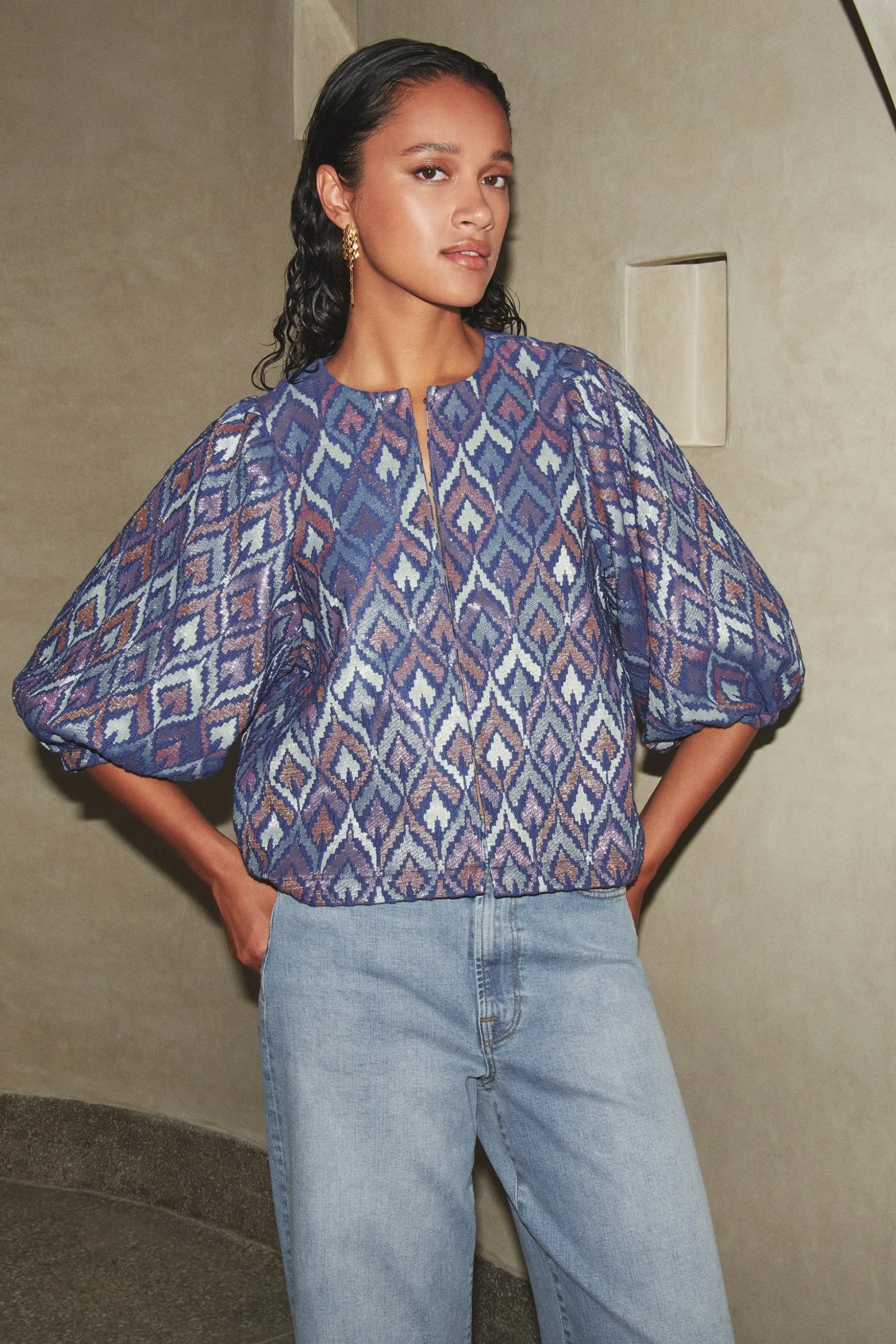 By bar Chemisiers<mauri blouse | pavo jacquard print