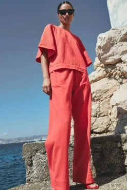 By bar Pantalon<mees twill pants | poppy red