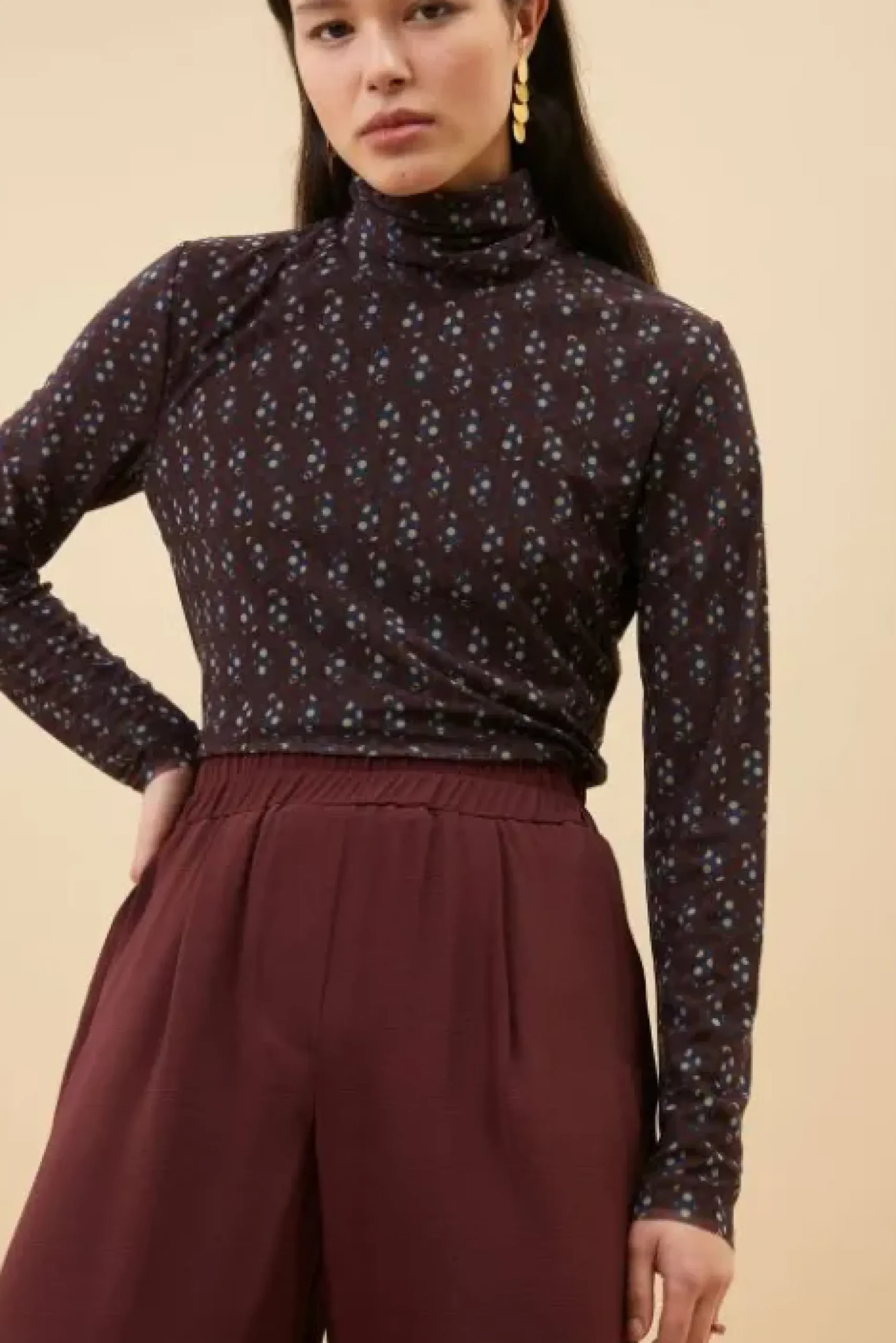 By bar Tops & T-shirts<mesh paisley top | paisley dots