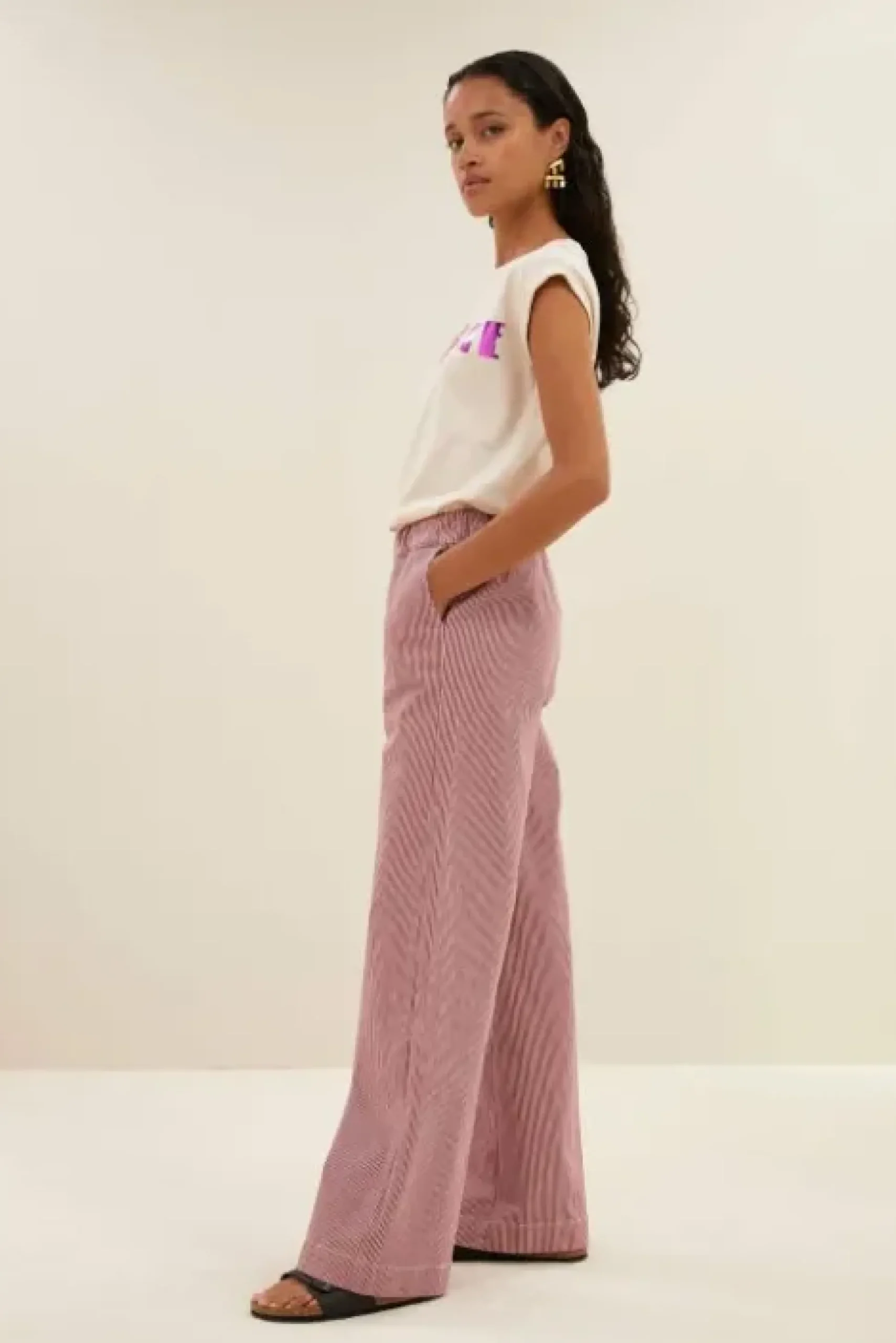 By bar Pantalon<neal stripe pants | cherry milky stripe