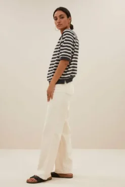 By bar Tops & T-shirts<neva slub stripe top | jet black