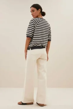 By bar Tops & T-shirts<neva slub stripe top | jet black