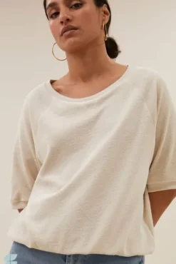 By bar Tops & T-shirts<neva slub top | almond