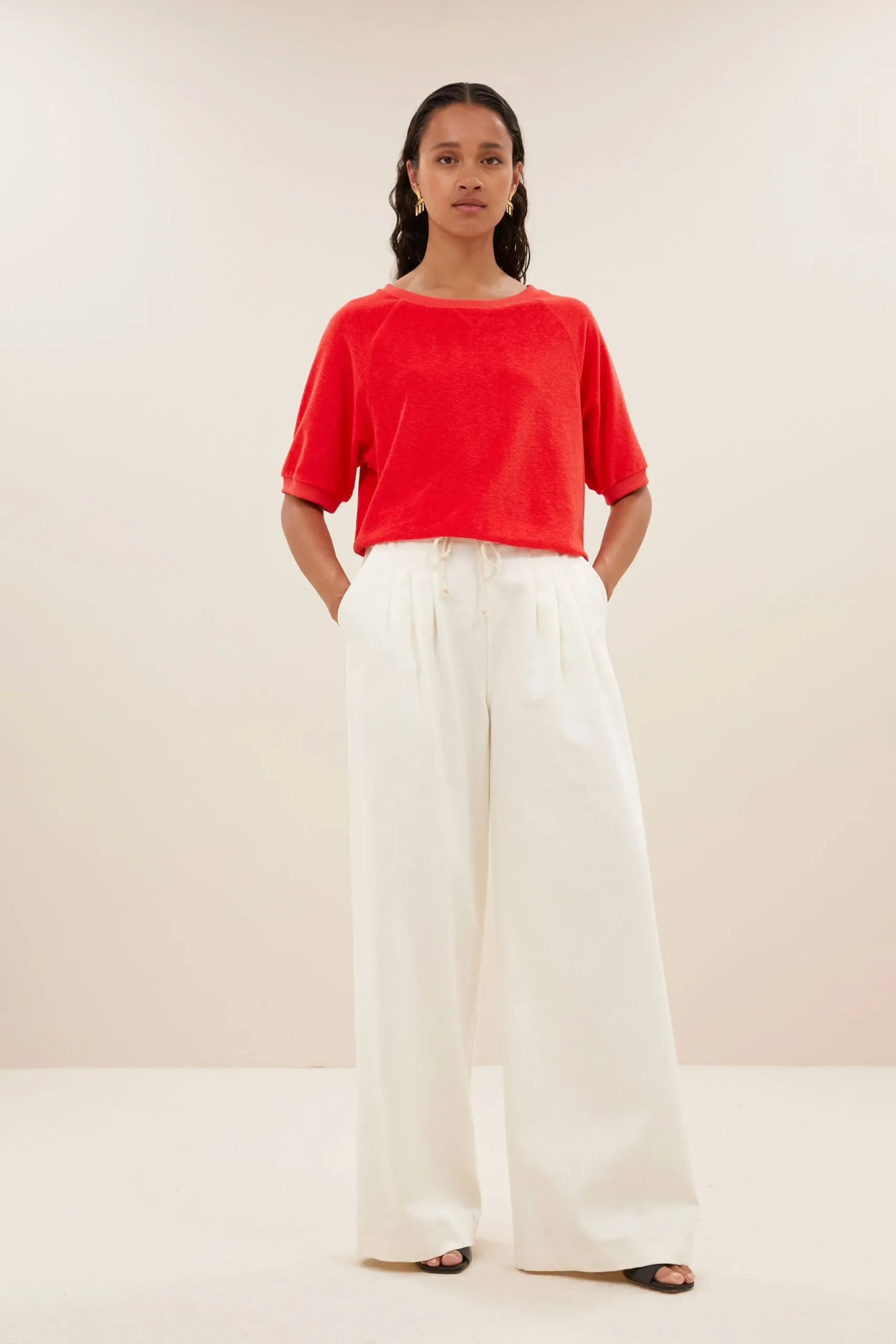 By bar Tops & T-shirts<neva slub top | poppy red