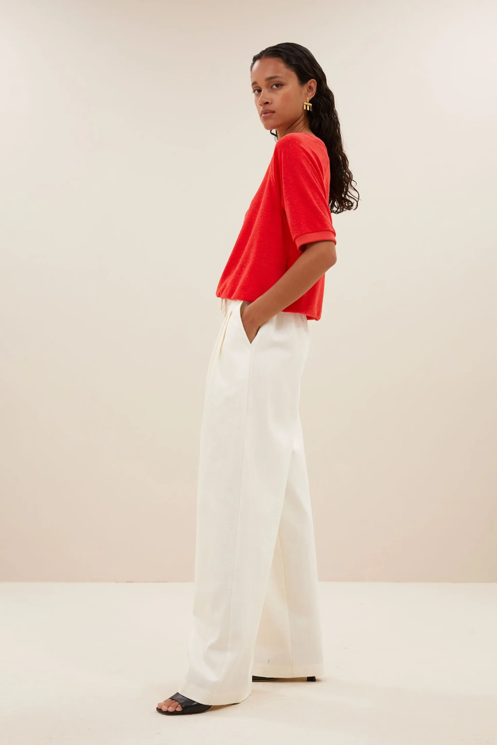 By bar Tops & T-shirts<neva slub top | poppy red