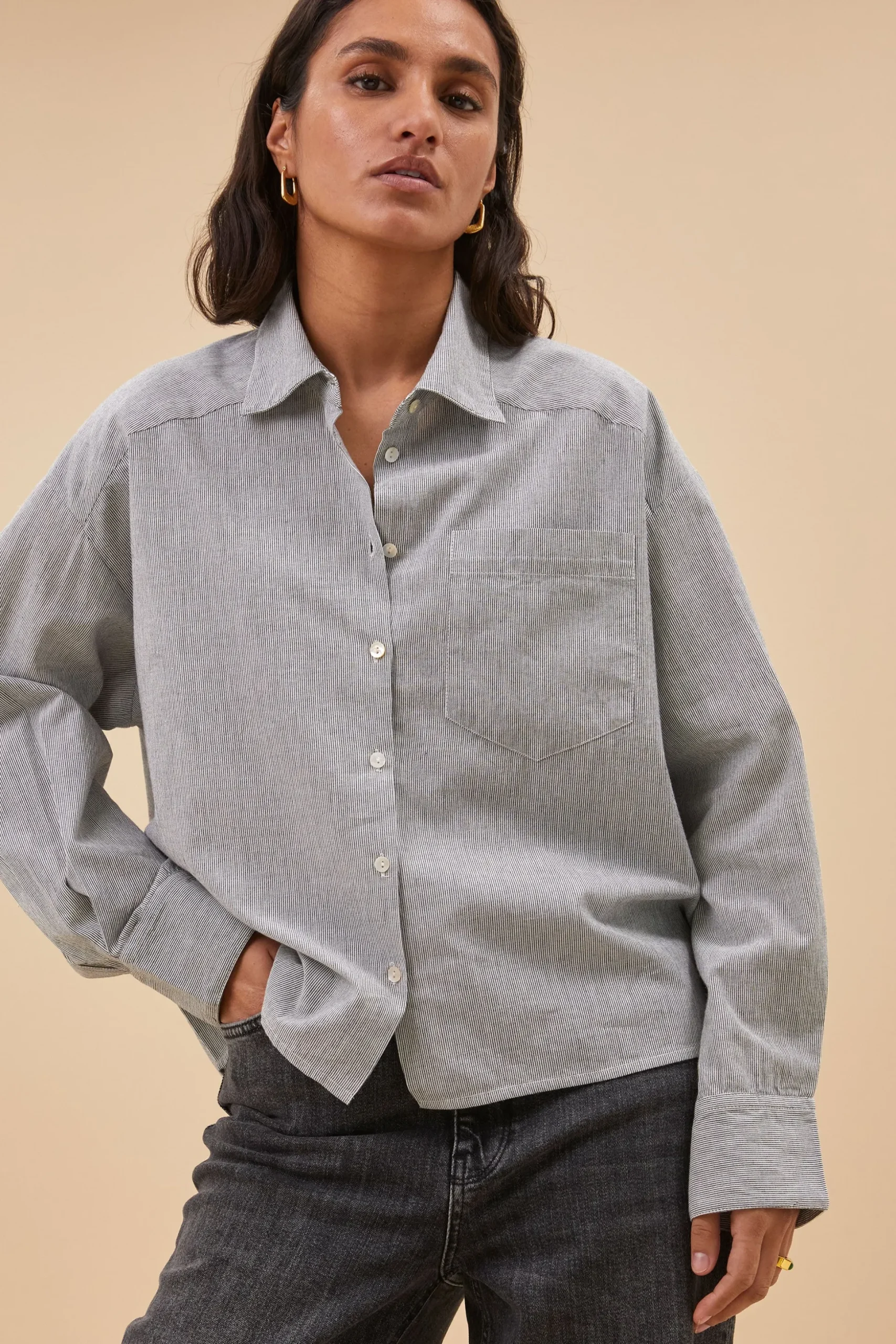 By bar Chemisiers<nima pin stripe blouse | black