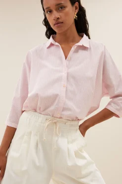 By bar Chemisiers<norel pink pinstripe blouse | pink pin stripe
