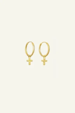 By bar Boucles D'oreilles<PD cross round earring | gold