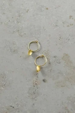 By bar Boucles D'oreilles<PD leave hoop earring | gold