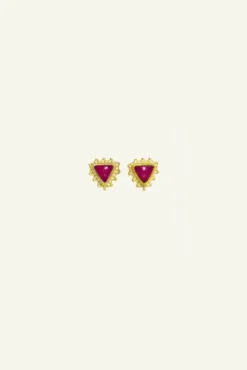 By bar Boucles D'oreilles<PD triangle stud earring | ruby