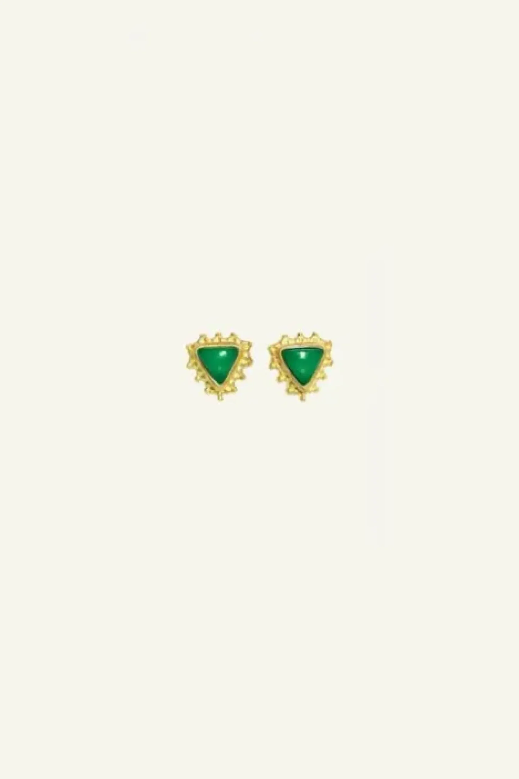 By bar Boucles D'oreilles<PD triangle stud earring | green