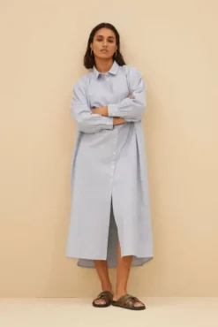 By bar Robes<pin stripe shirt dress | indi grey