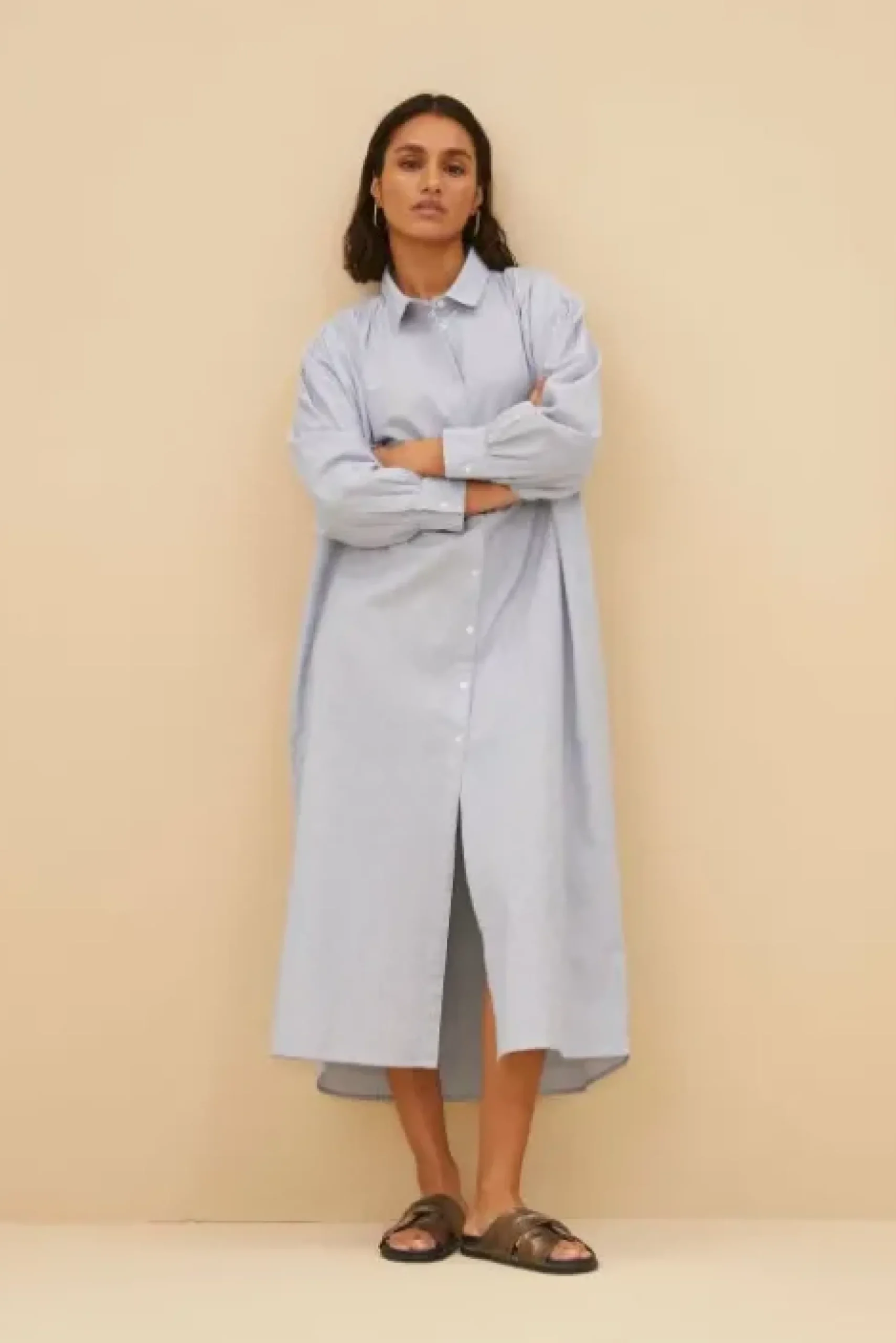 By bar Robes<pin stripe shirt dress | indi grey