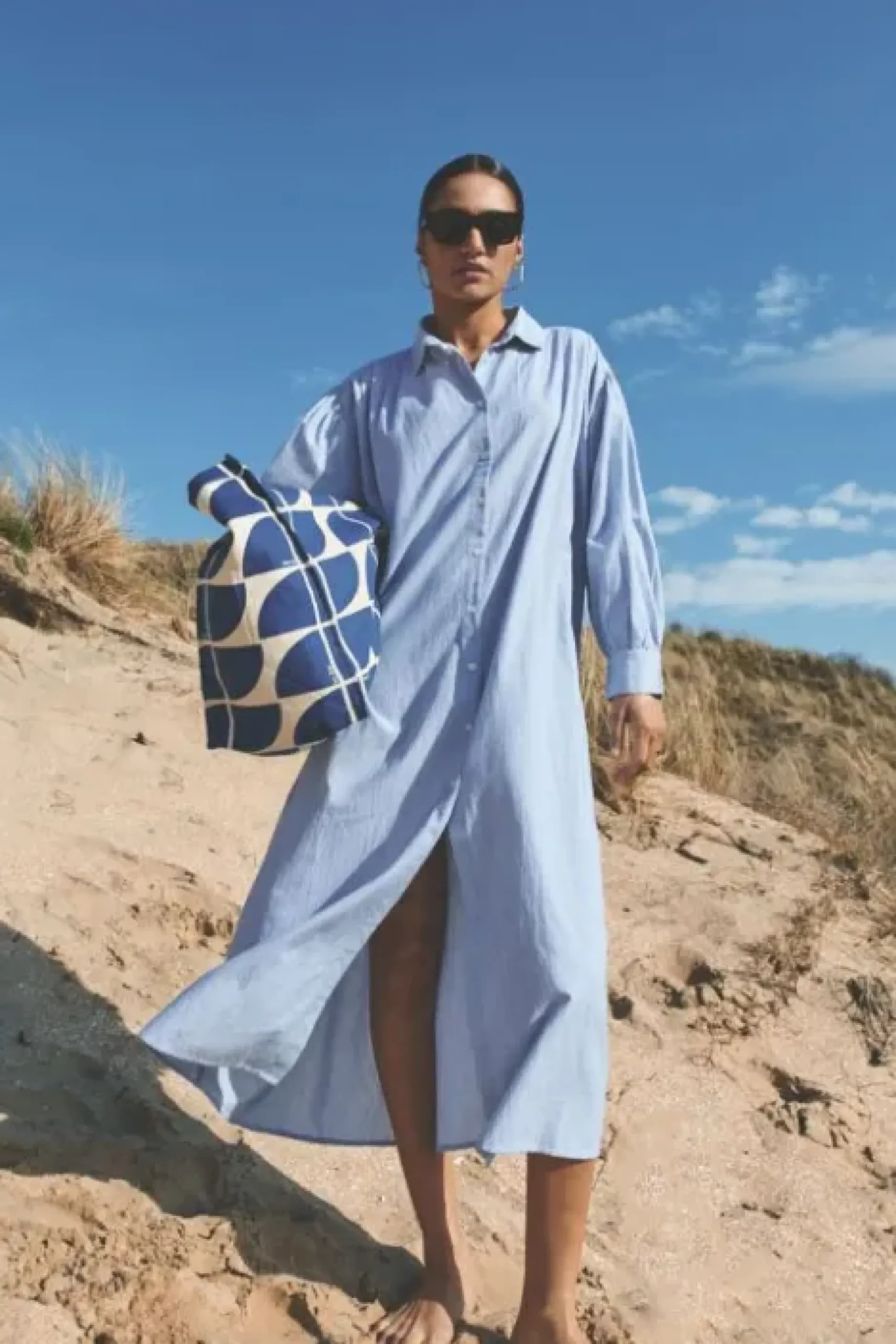 By bar Robes<pin stripe shirt dress | indi grey