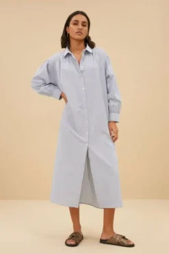 By bar Robes<pin stripe shirt dress | indi grey