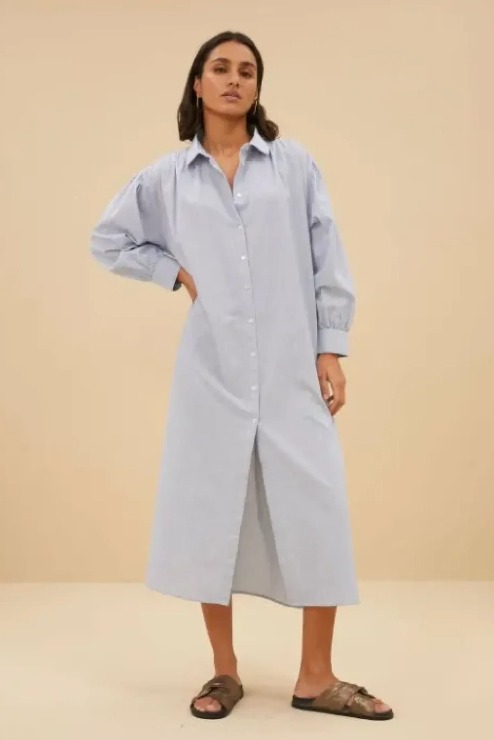 By bar Robes<pin stripe shirt dress | indi grey