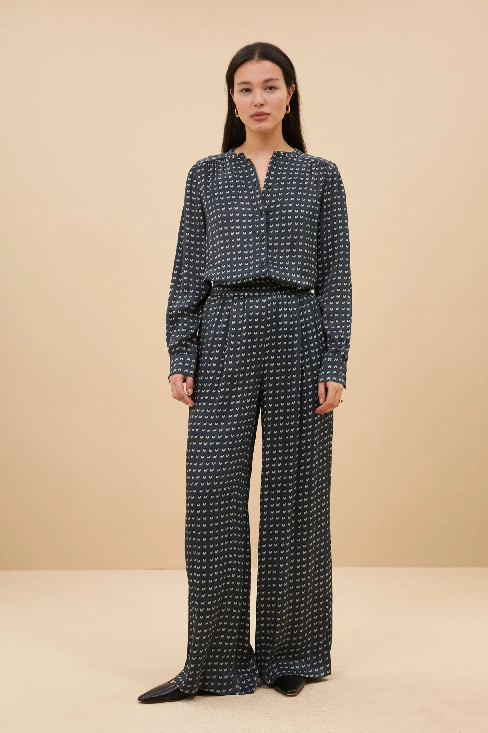 By bar Chemisiers<ribbe rastre blouse | rastre print