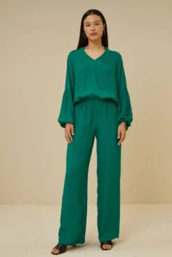 By bar Pantalon<robyn satin stripe pant | evergreen