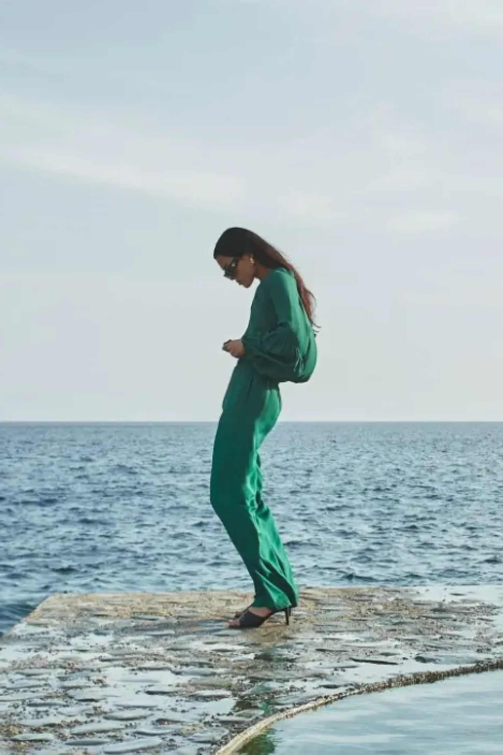 By bar Pantalon<robyn satin stripe pant | evergreen