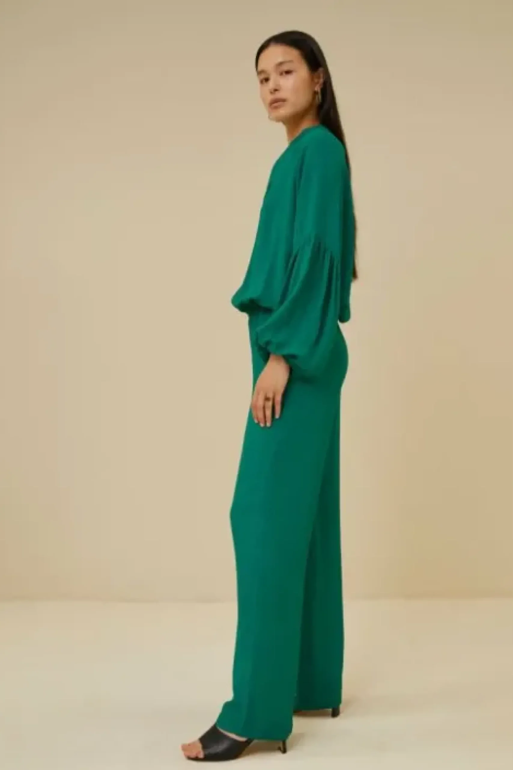 By bar Pantalon<robyn satin stripe pant | evergreen