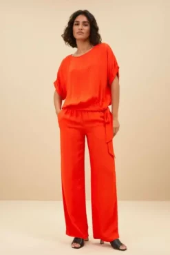 By bar Pantalon<robyn satin stripe pant | bright poppy