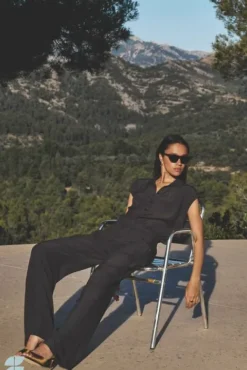 By bar Pantalon<robyn viscose pants | cafe noir
