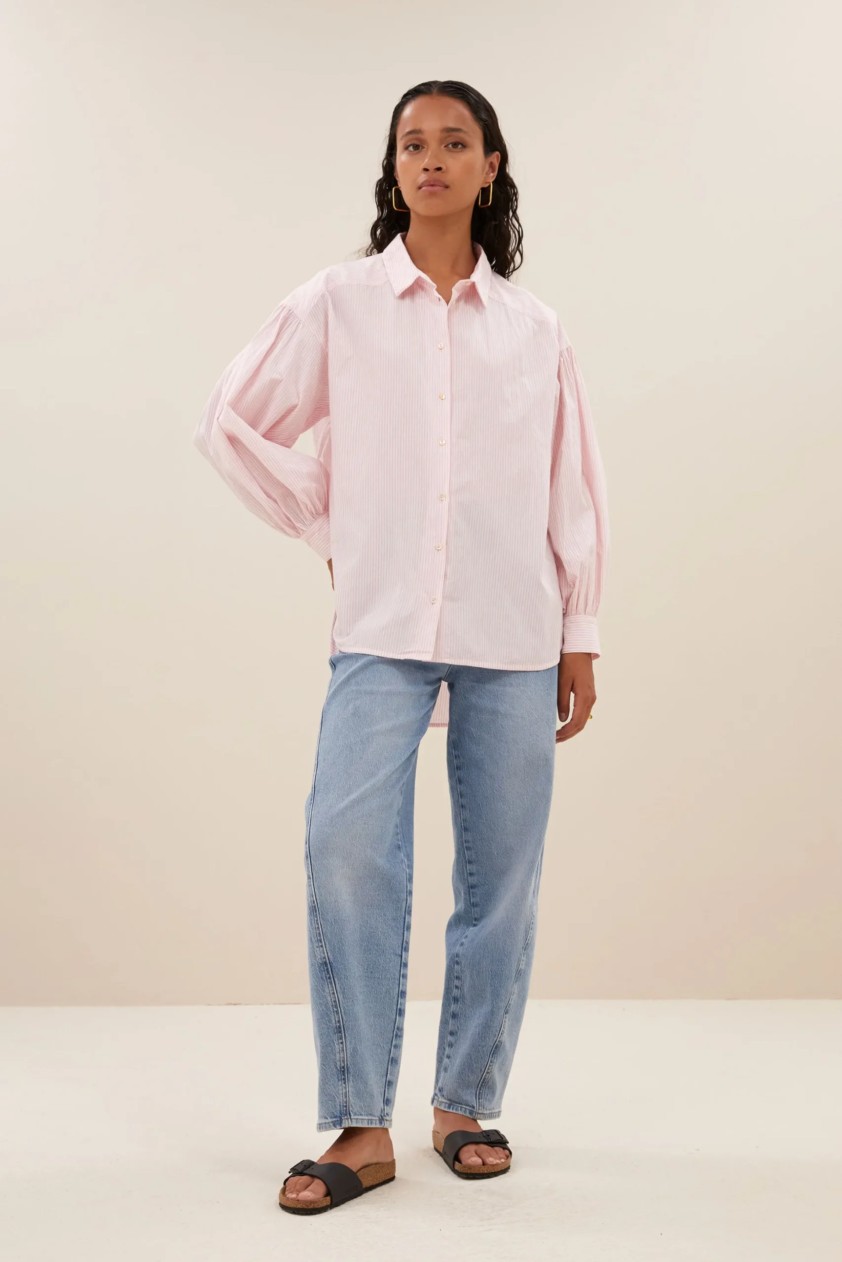 By bar Chemisiers<sarah pink pinstripe blouse | pink pin stripe