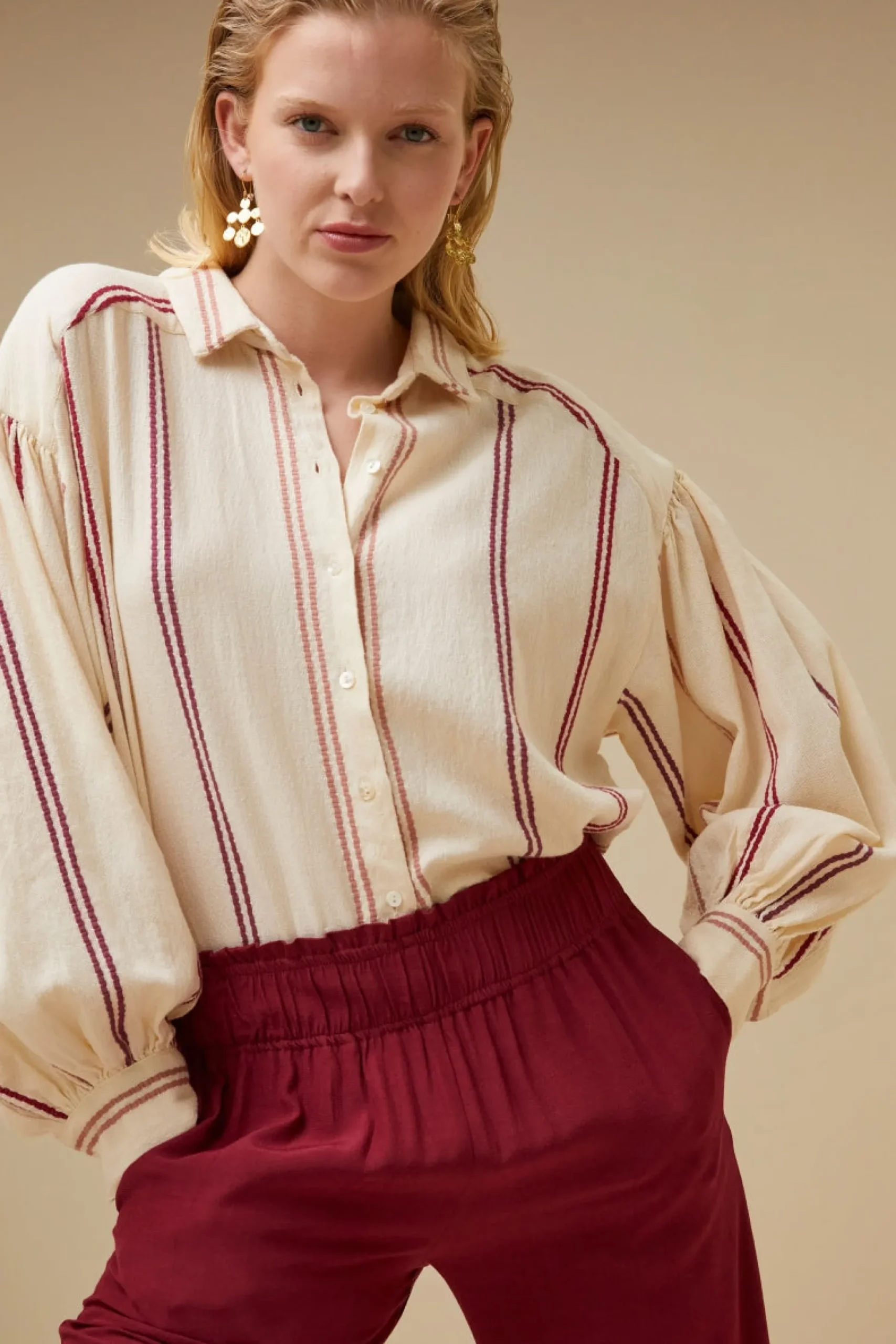 By bar Chemisiers<sarah short athia blouse | grenache