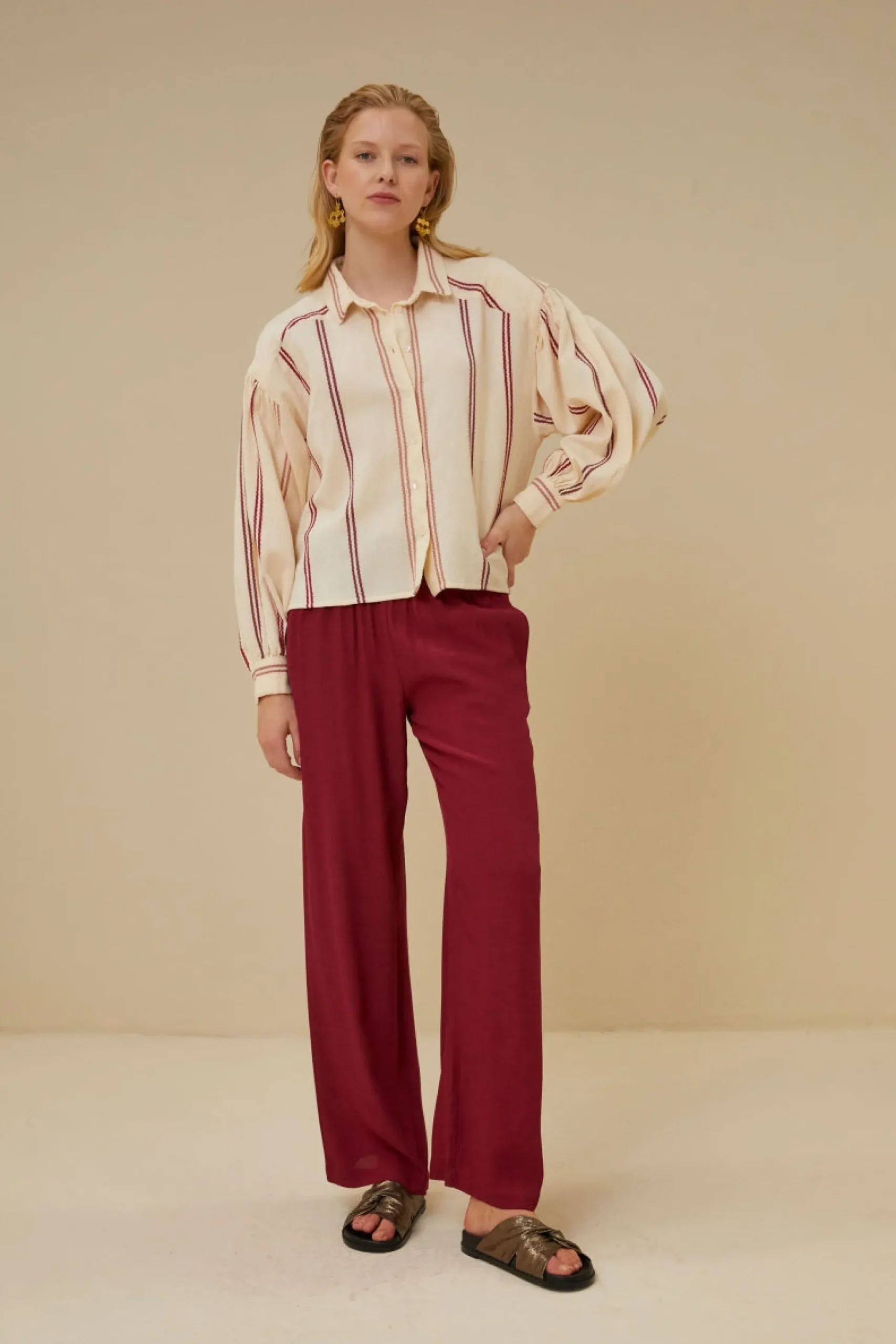 By bar Chemisiers<sarah short athia blouse | grenache