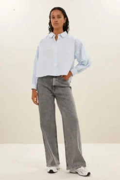 By bar Chemisiers<sarah short chambray blouse | light blue