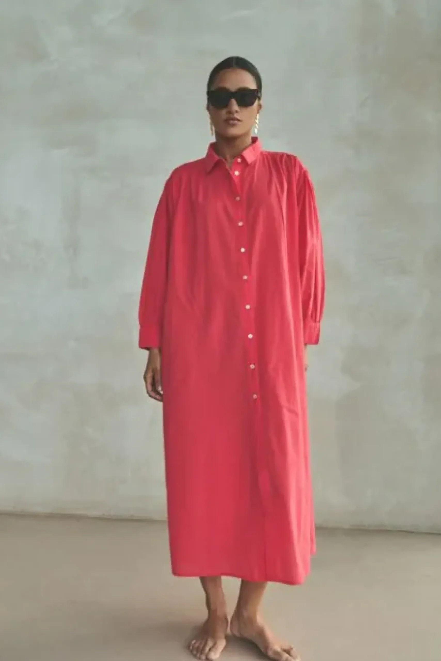 By bar Robes<shirt dress | poppy red