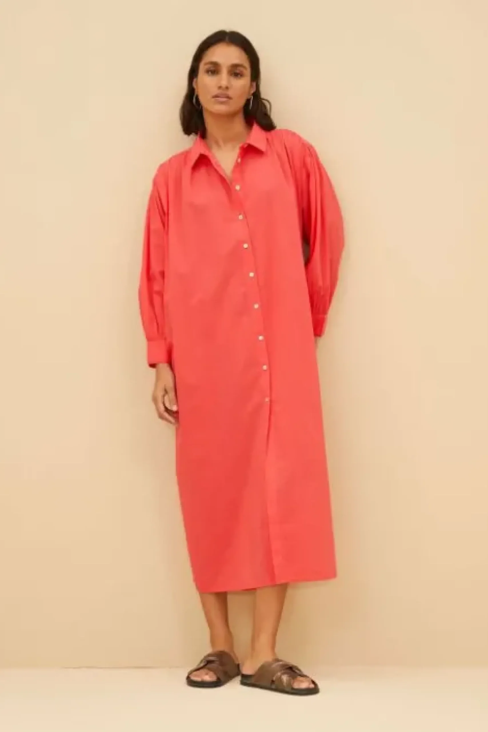 By bar Robes<shirt dress | poppy red