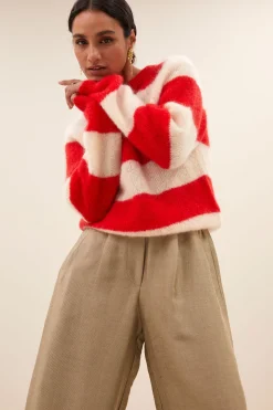 By bar Maillots<sian stripe pullover | lipstick red stripe