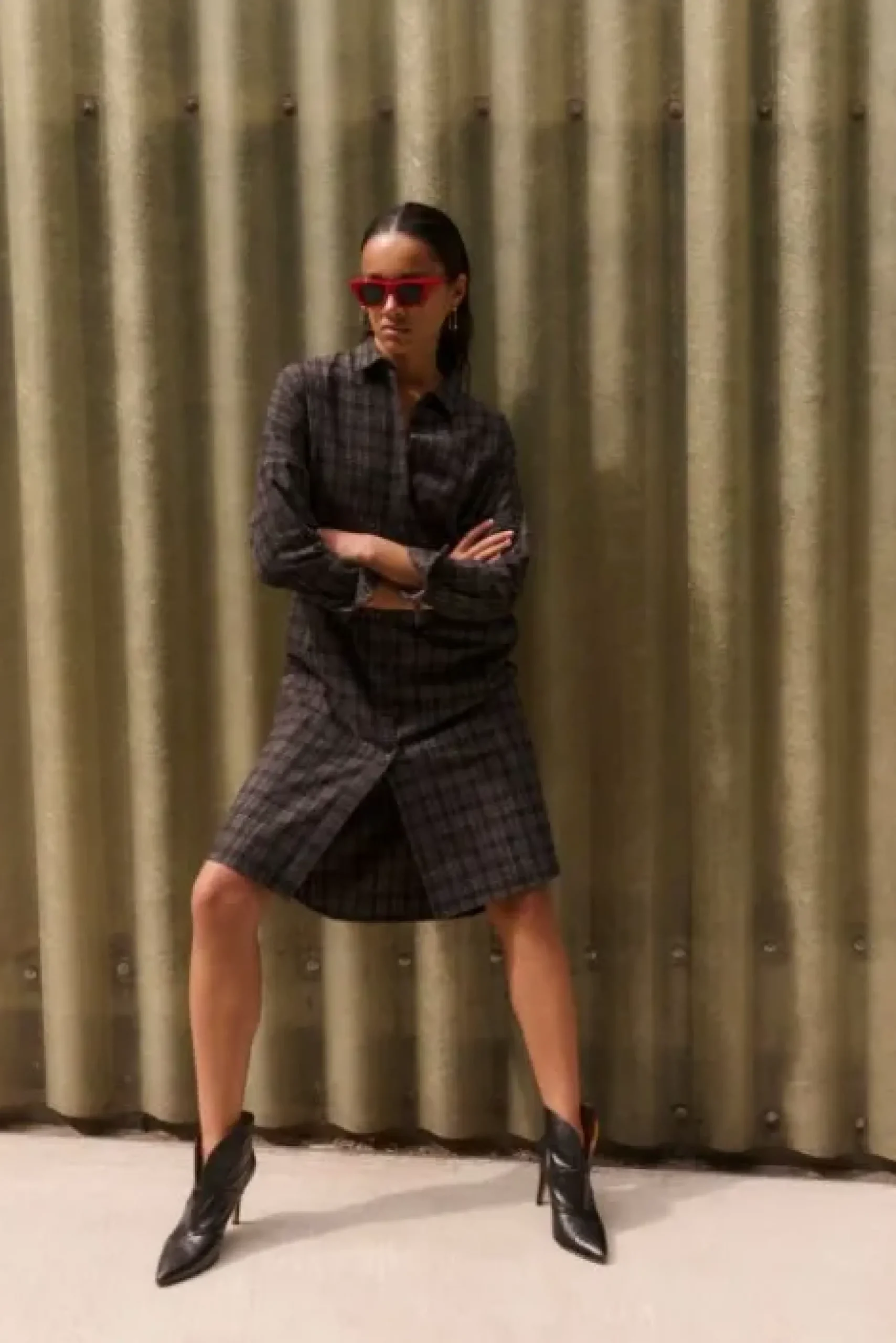 By bar Robes<small check dress | caramel