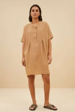 By bar Robes<tais linen dress | caramello