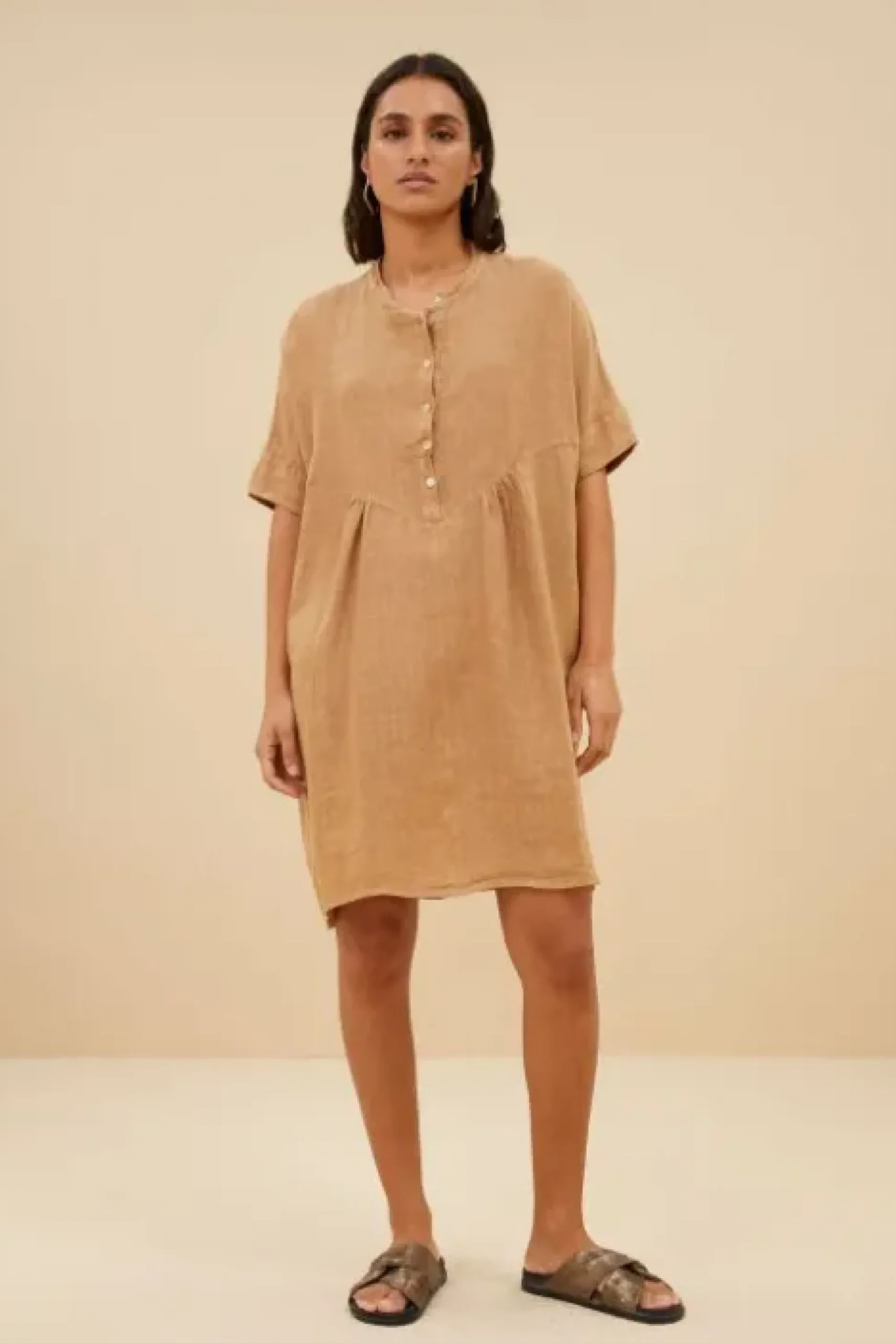 By bar Robes<tais linen dress | caramello