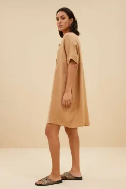 By bar Robes<tais linen dress | caramello