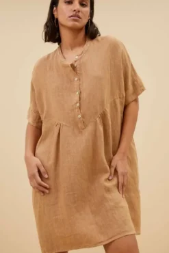 By bar Robes<tais linen dress | caramello