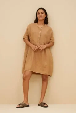 By bar Robes<tais linen dress | caramello