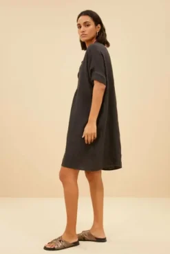 By bar Robes<tais linen dress | jet black