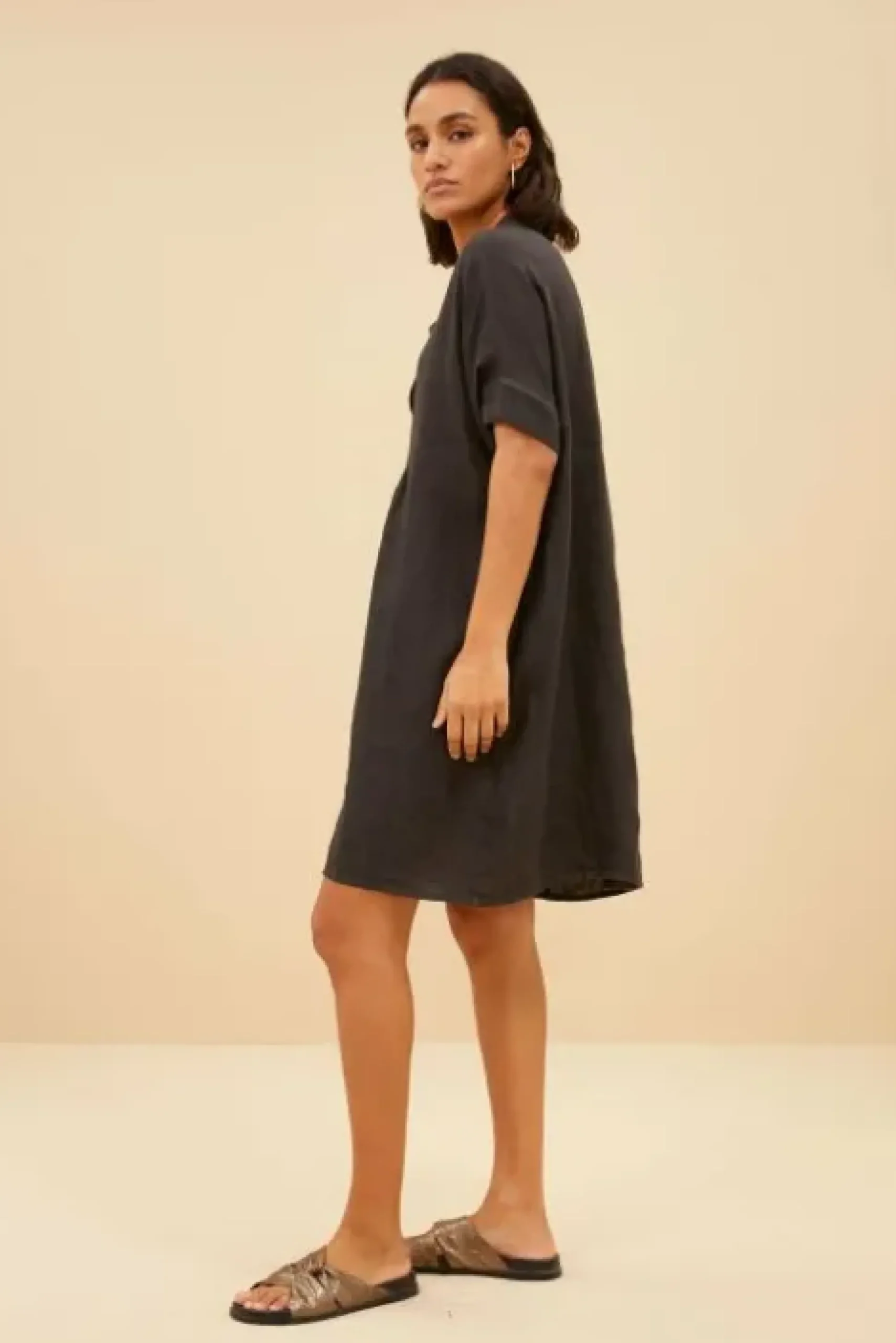 By bar Robes<tais linen dress | jet black
