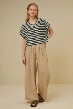 By bar Tops & T-shirts<tammie slub stripe top | jet black