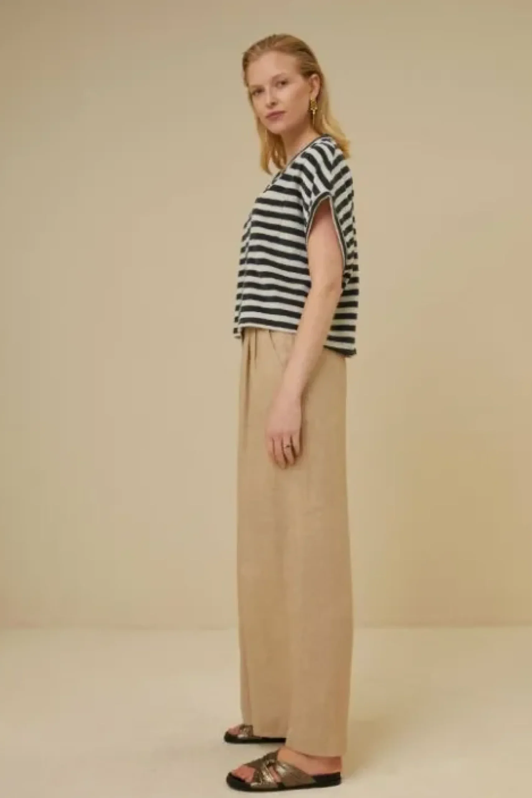 By bar Tops & T-shirts<tammie slub stripe top | jet black