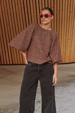By bar Chemisiers<zasu jacquard blouse | brown panter print
