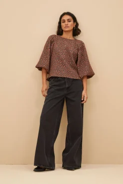 By bar Chemisiers<zasu jacquard blouse | brown panter print