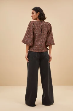 By bar Chemisiers<zasu jacquard blouse | brown panter print