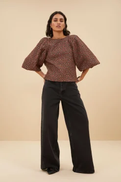 By bar Chemisiers<zasu jacquard blouse | brown panter print