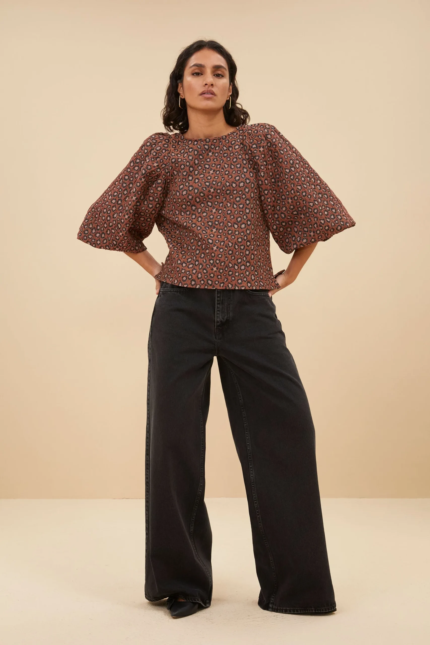 By bar Chemisiers<zasu jacquard blouse | brown panter print