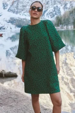 By bar Robes<zasu leo dress | green panter print