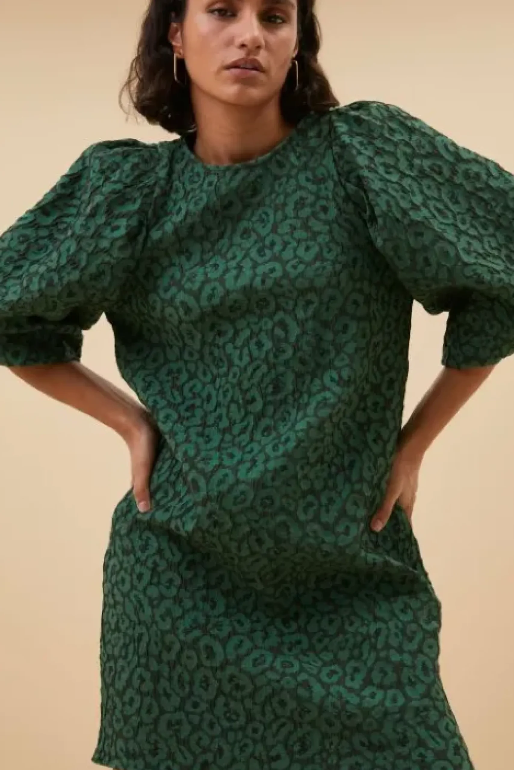 By bar Robes<zasu leo dress | green panter print